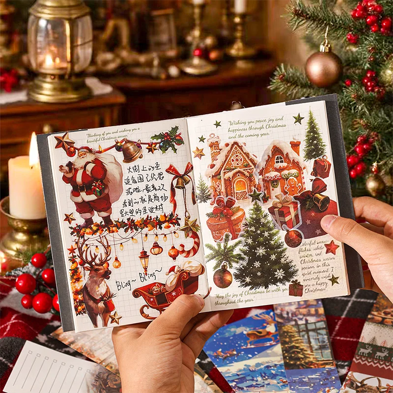 2Style Neon Christmas Night Series Gift Set Christmas Stationery Set Large Pack of Stickers Notebook Material Pack DIY Scrapbook