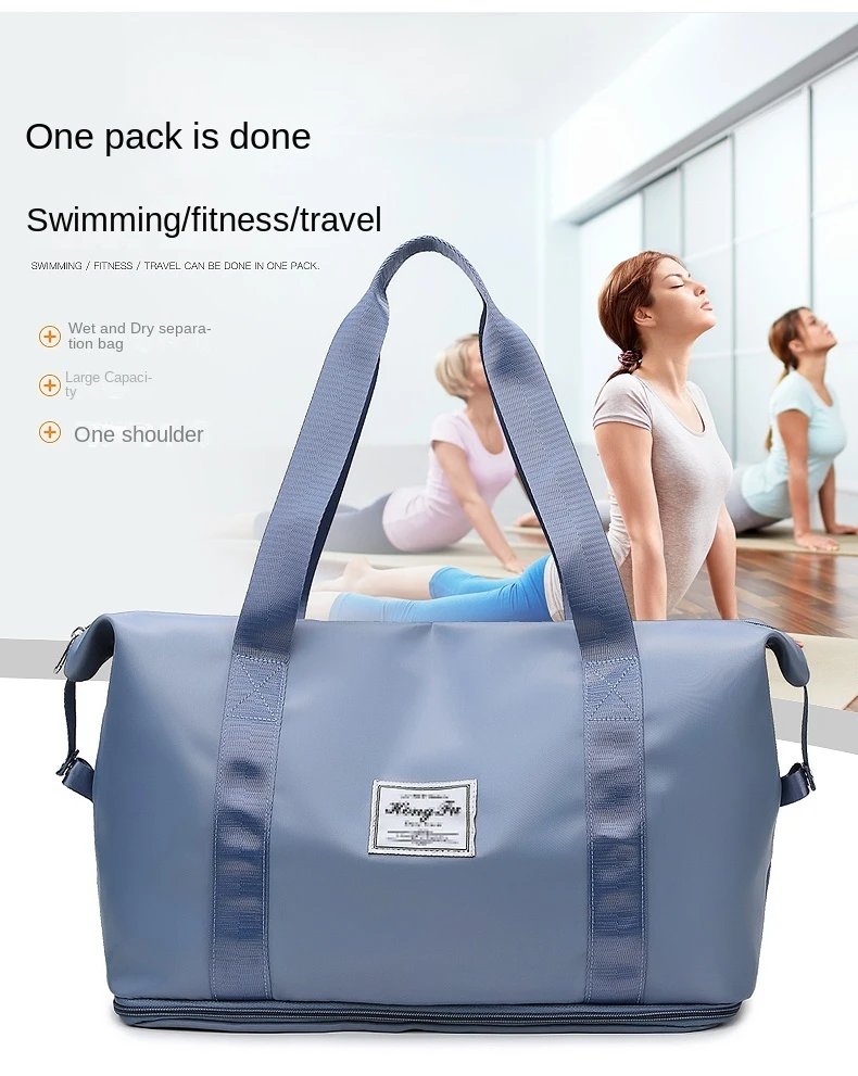 Große Damen-Reisetasche aus Nylon, Sport- und Reisetasche, leichte Handtasche, vielseitige Sporttasche im Casual-Stil – Detail 1