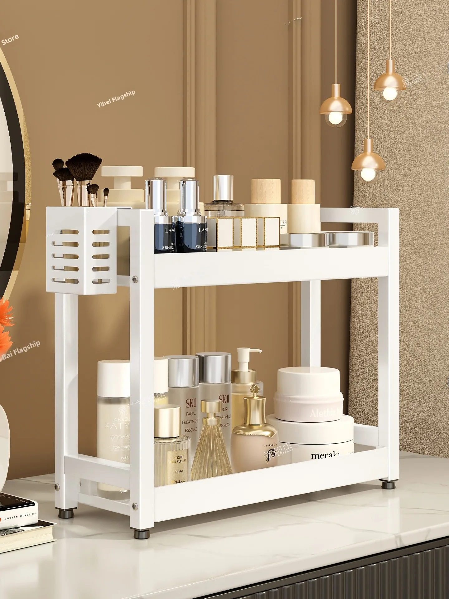 

Desktop eup Cosmetic Storage Box Bedroom Perfume Organizer Ra Layered Space Saving Metal Painted Rectangular Case