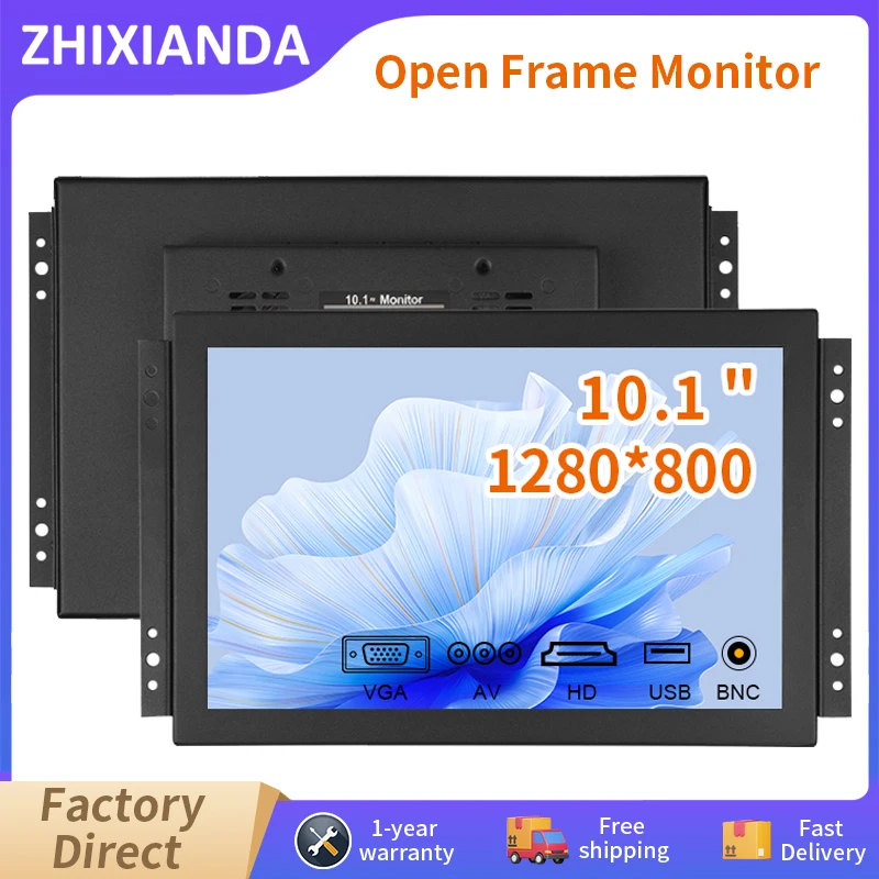 

10.1 inch 1280*800 Open Frame Industrial Capacitive Touch Screen Monitor 16:10 Ratio LCD Display With BNC VGA HDMI AV USB