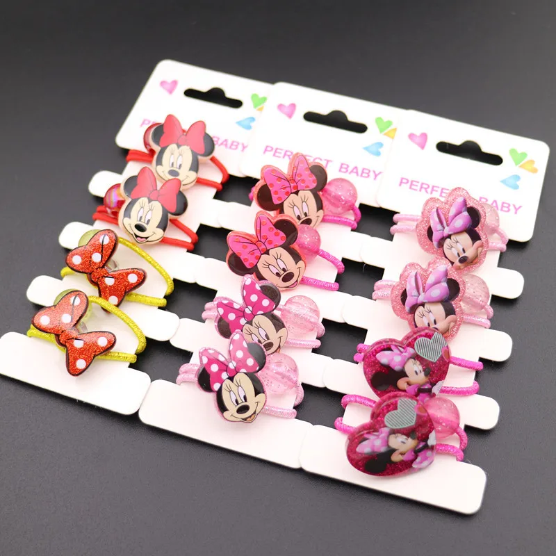 4 pcs Disney Minnie Mickey mouse baby girls Hair Rope Rubber Band Children Girls Jewelry Headdress Gift Set