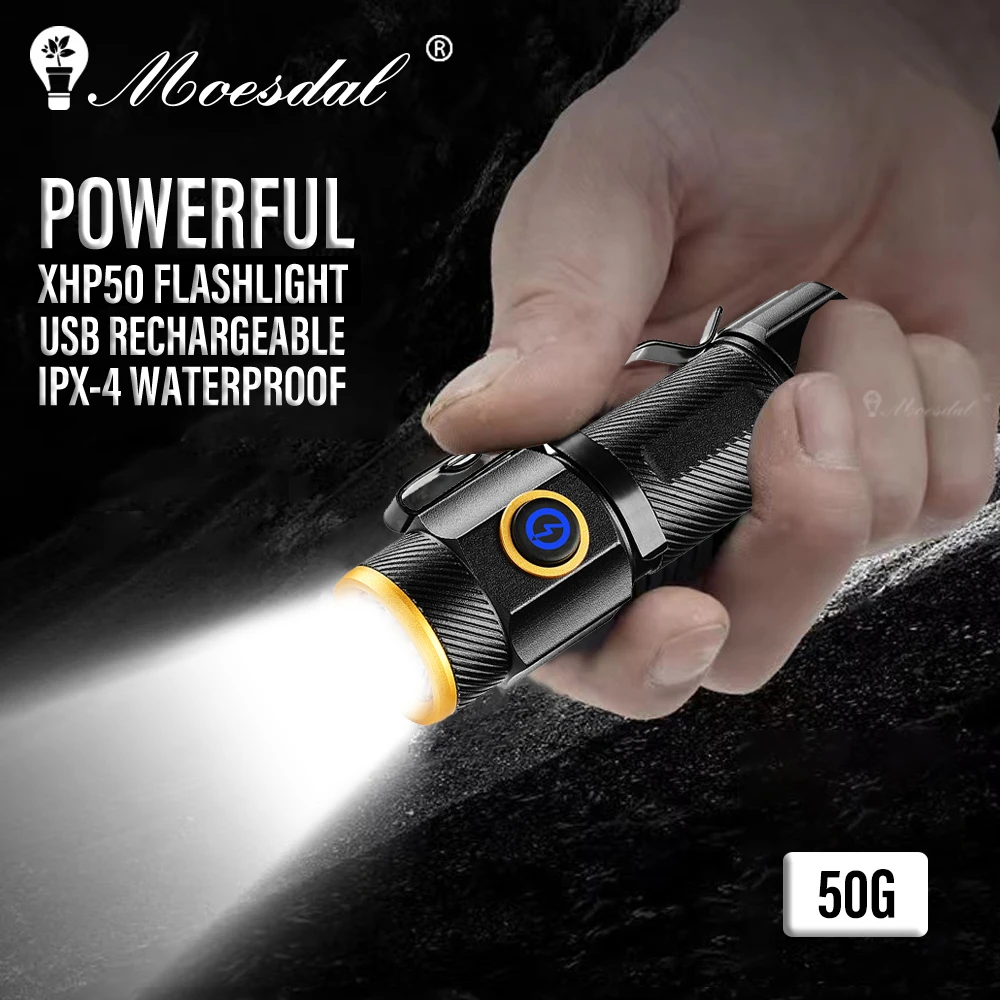 Powerful XHP50 LED Flashlight Waterproof Outdoor Mini Torch USB Rechargeable Hat Clip Lights Camping Fishing Lantern with Magnet