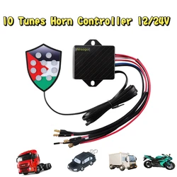 Universal 12V/24V Dual Voltage 10-Tone Snail Horn Controller Relay for Car Motorcycle Truck Van SUV Auto Vehicle