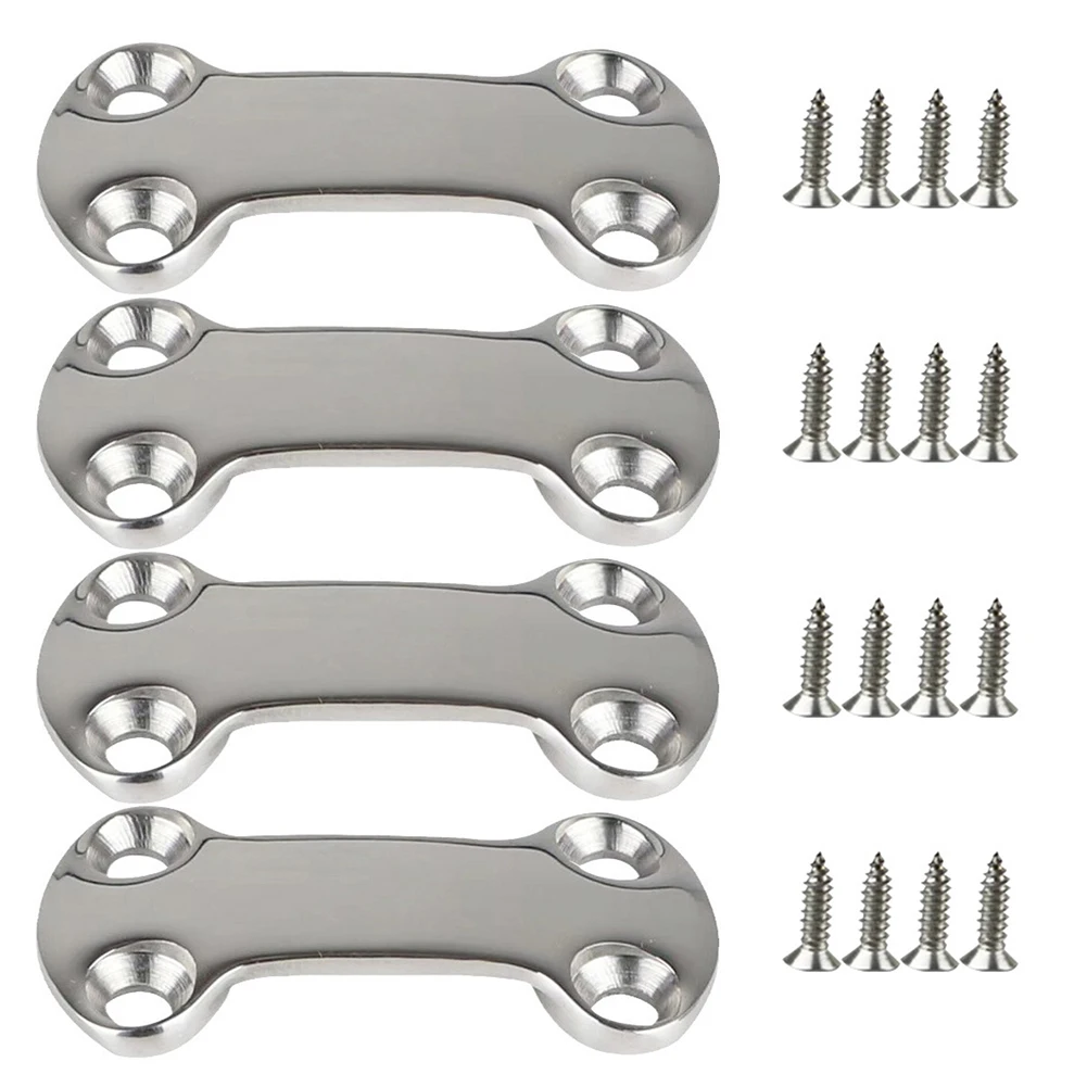 4pcs Stainless Steel Marine Pad Eye Plate Tie Down Deck Loops For Boat Sailing Multipurpose Webbing Pressure Plate Accessories