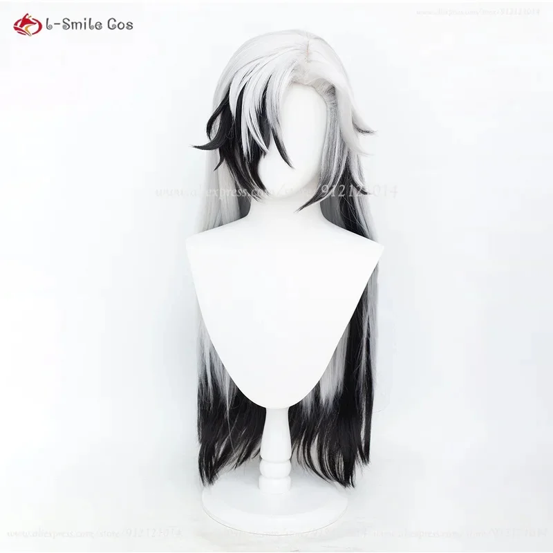 

DY20Game HSR Boothill Cosplay Wig 80cm Long Black White Wigs With Boothill Earrings Heat Resistance Synthetic Hair Halloween Wig