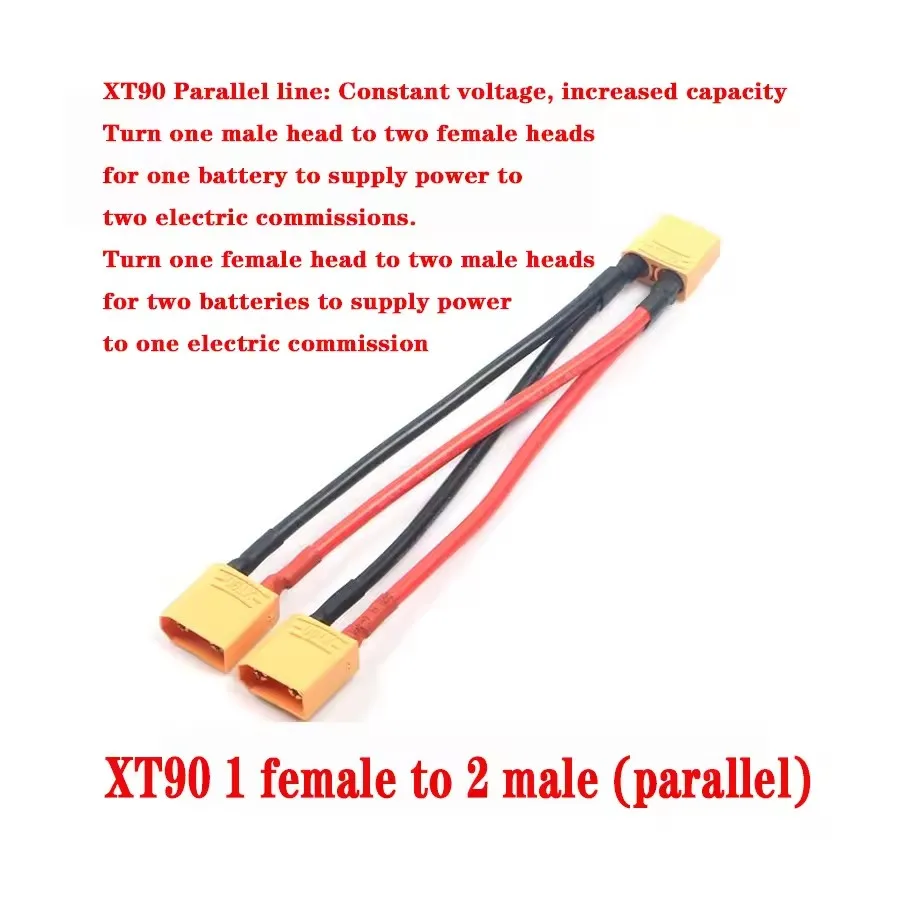 XT60 XT90 Male/Female 3-Way Y Splitter Parallel Connector 14AWG Silicone Dual Extension Cable for Charger Motor Upgrade Parts
