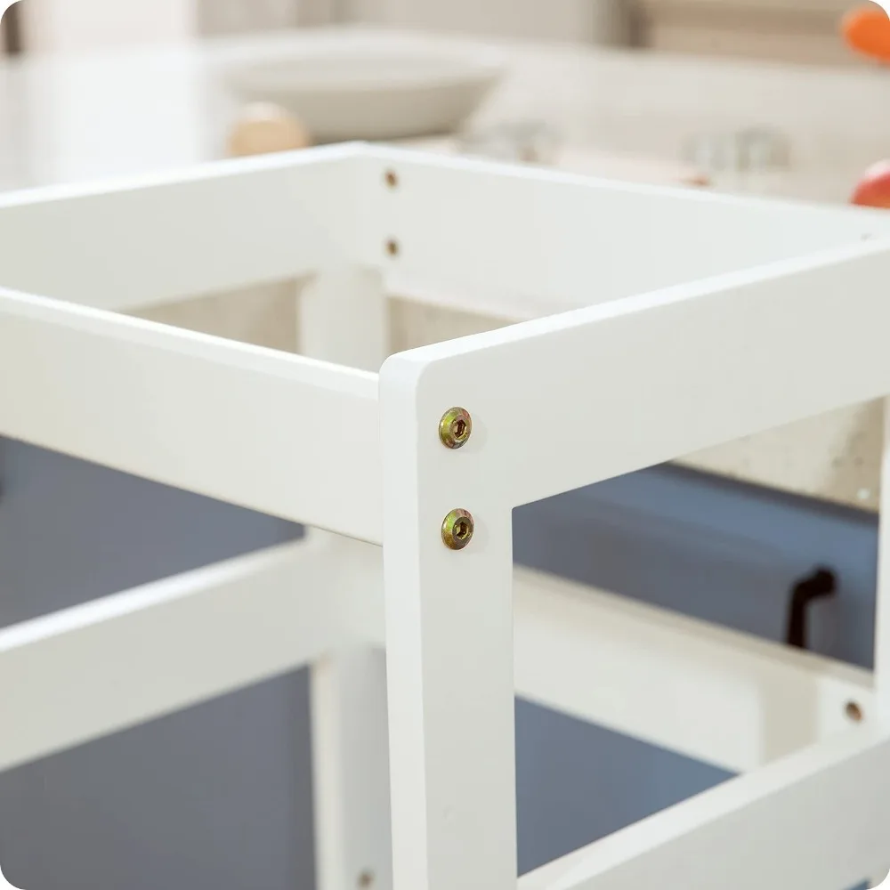 Kitchen Step Stool for Toddlers,  Kids Learning Stool,Baby Standing Tower for Counter,Children Standing Helper (White)