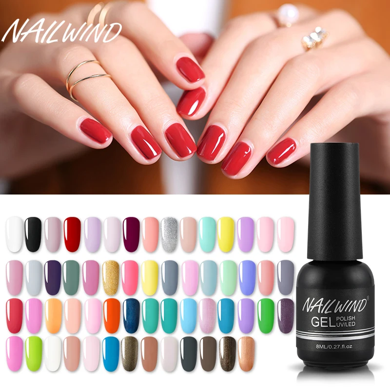 NAILWIND UV Gel Polish for Nail Art - 8ML Gel Varnishes Semi-Permanent Hybrid Varnish Base & Top Coat for Manicure Nail Beauty