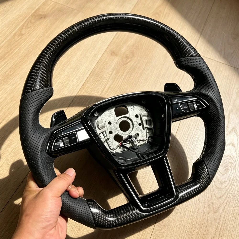 Huge Promotion Real Carbon Fiber Steering Wheel For Audi R8 A6 A7 Q7 Q8 RS3 RS6 RS7 C7 C8 B9 B9.5 S3 SQ5 Q3 Series