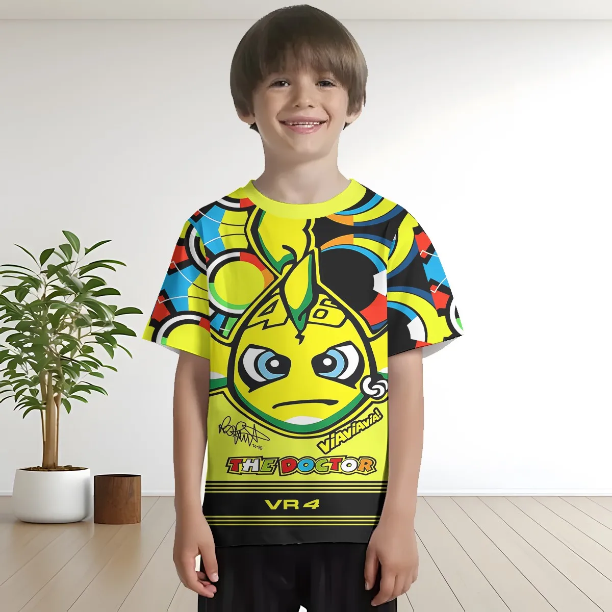 Print Baby Clothing 5 to 14 Years Male Outdoor Clothes for D-Doctor R-rossis V-V-VR-46 Children Boy Girl Child T-Shirt Top Shirt