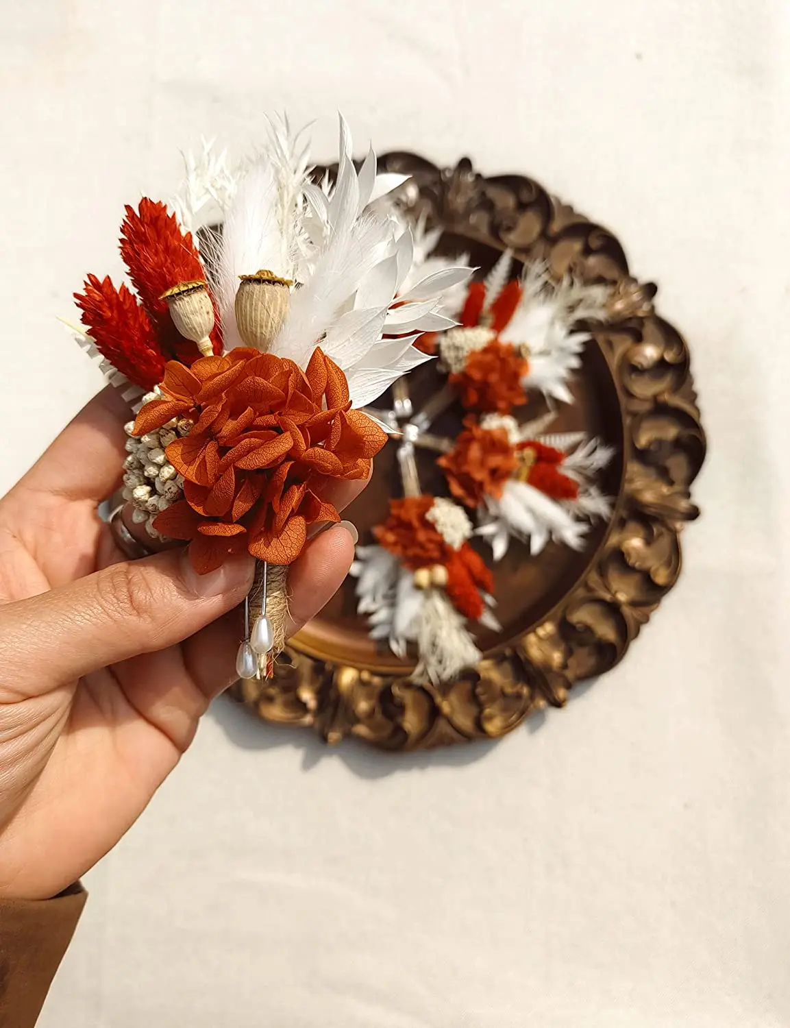 Boho Wedding Supply Groomsmen Buttonholes Pampas Bunny Tail Grass Bridesmaid Flower Wedding Cake Decor Mini Dried Flower Bouquet