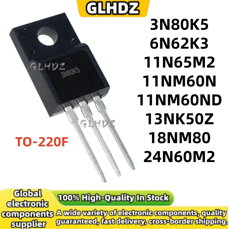10PCS STF 3N80K5 6N62K3 11N65M2 11NM60N 11NM60ND 13NK50Z 18NM80 24N60M2 TO-220F de alta calidad en stock