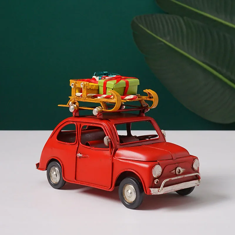 Christmas ornament mini retro metal car model Industrial style Christmas decoration gift Bar Cafe living room home decor Toy