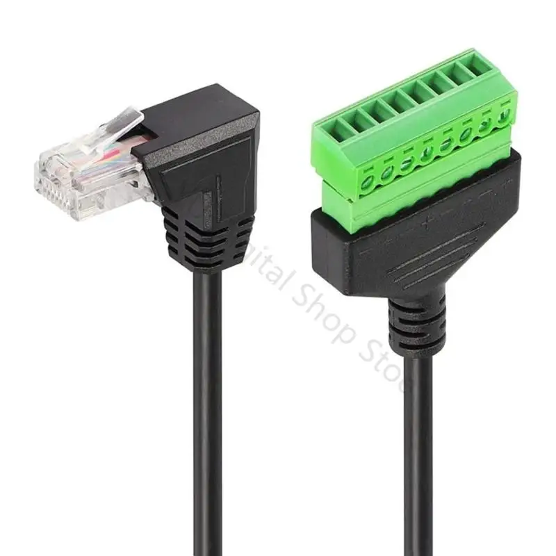 96BA 8Pin Terminal Block Cable With RJ45 Right-Angle Plug, Screw-Terminal Wiring Design, 30CM Cable Length for Use