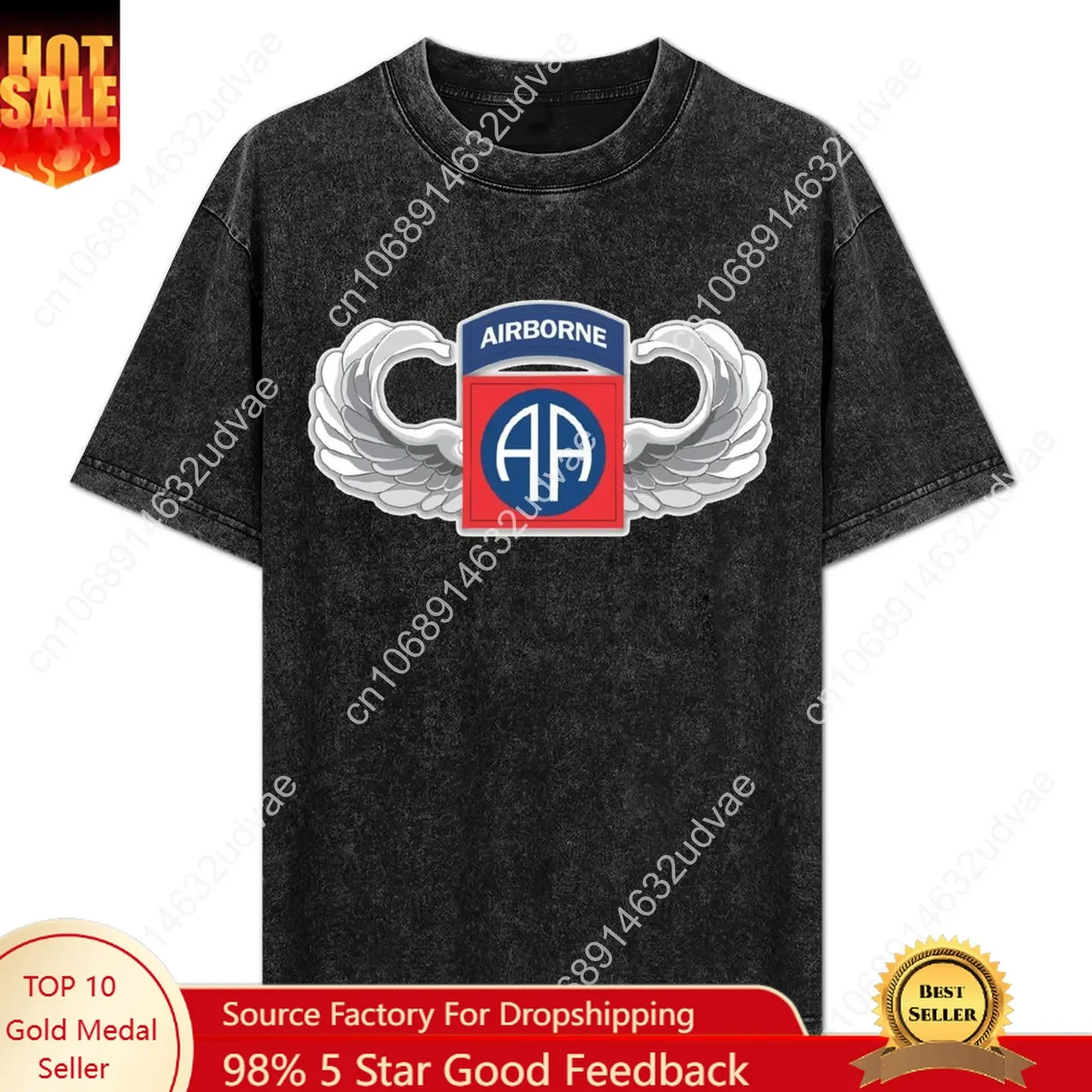 82nd Airborne Division Parachutist Wings Patch Retro T shirts mans womans Tshirt cotton T-shirt Custom tops clothes tshirt