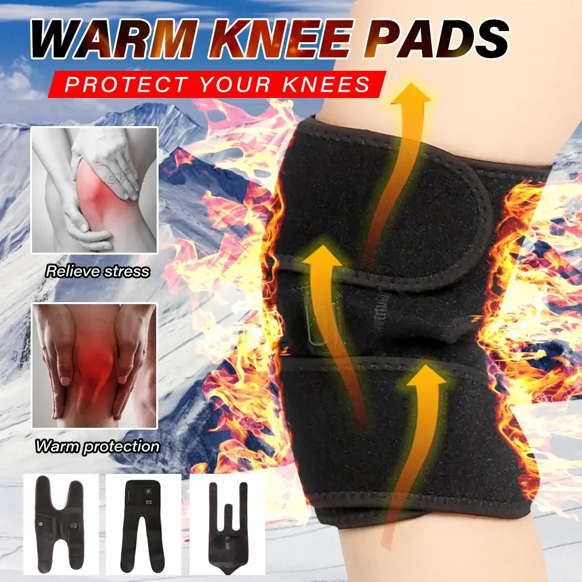 

USB Heated Knee Pad Brace Wrap Rechargeable Heating Pad Kneepad Therapy Wrap Arthritis Pain Relief Brace Electric Massager