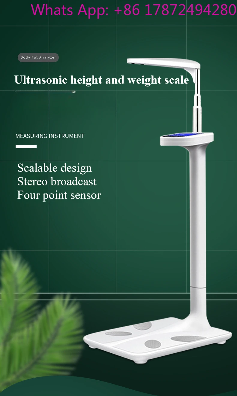200KG Ultrasonic Digital Height Weight Scale | BMI with Measuring Ruler, Medical Grade