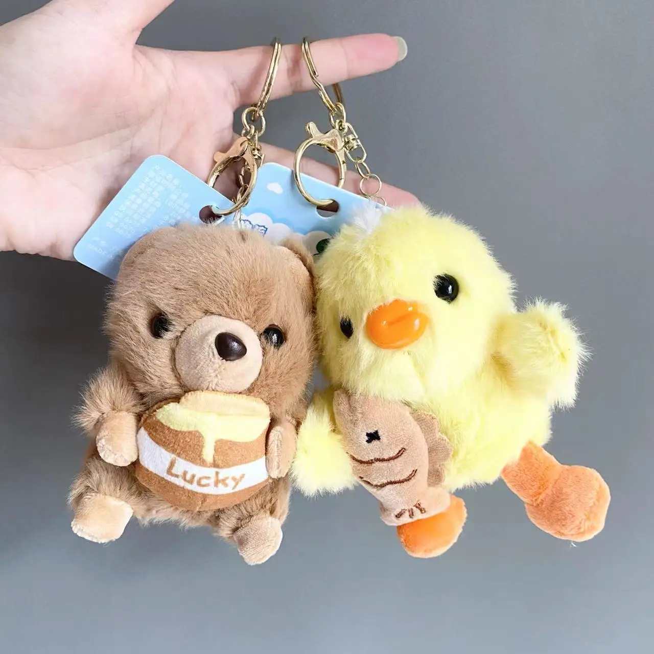 Cute Pet Family Cat Lala Rabbit Husky Plush Doll Keychain Cloth Doll Pendant