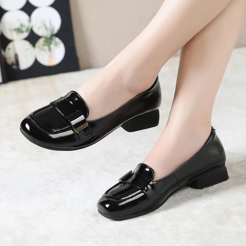 Weiche Glänzende Leder-Ballerinas für Damen, Lackleder-Schuluniform-Schuhe im Lolita-Stil, Niedrigabsatzige Mädchen JK Slipper mit Niedrigem Schaft – Detail 9