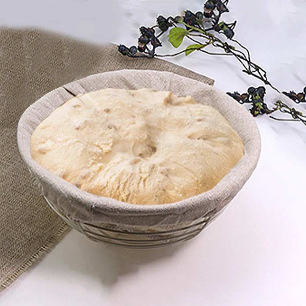 European Style Round Banneton Proofing Basket Made of Carbon Steel Includes Liner for Even Dough Rise Crust Development