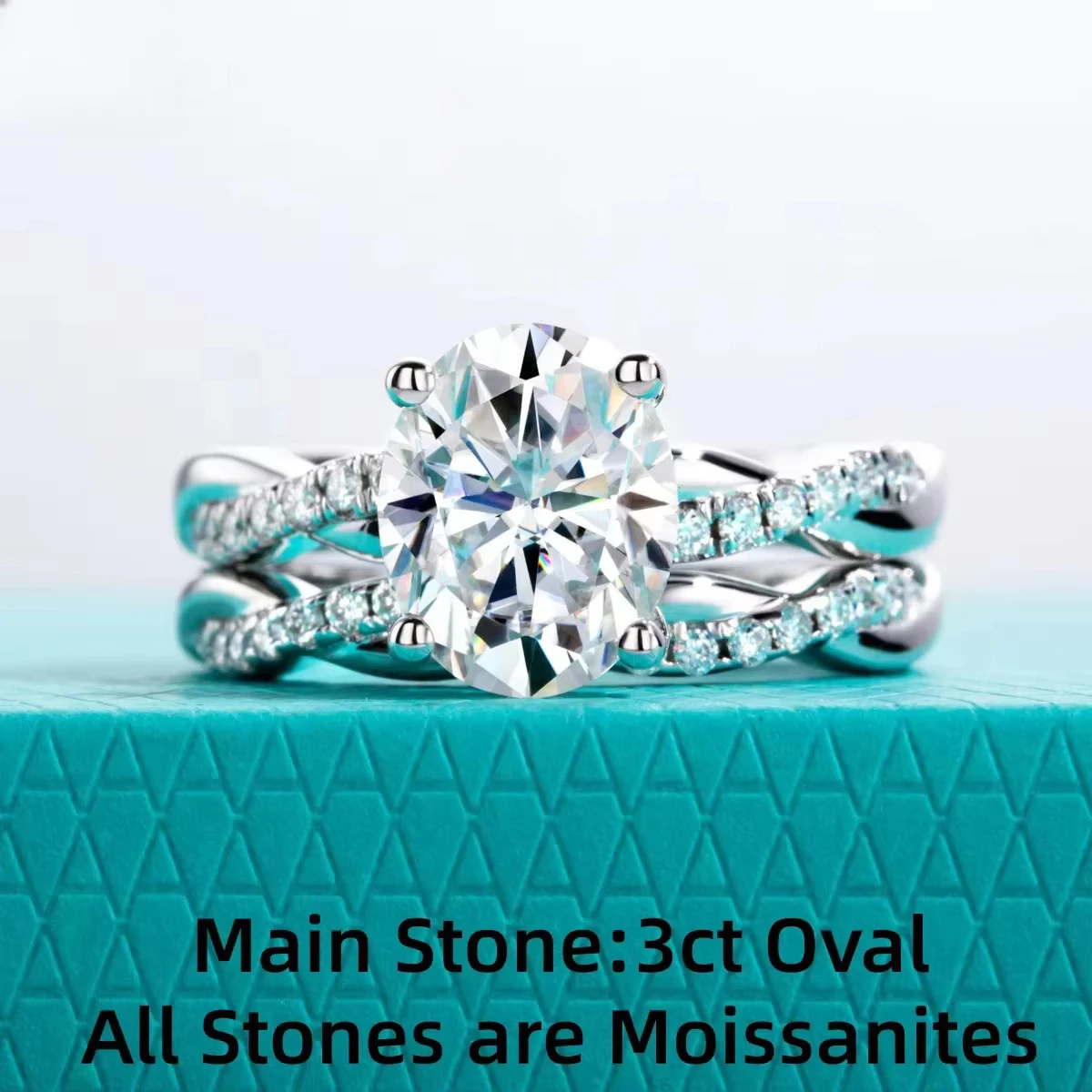 FCGJHW 3ct Oval Moissanite Wedding Bands Ring 18k Gold Plated S925 Sterling Silver Infinity Bridal Rings for Women Jewelry 2026