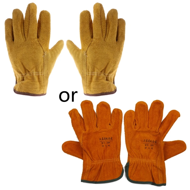 1Pair Cowhide Safety Protective Gloves Welding Welder Work Repair Wear-Resistant