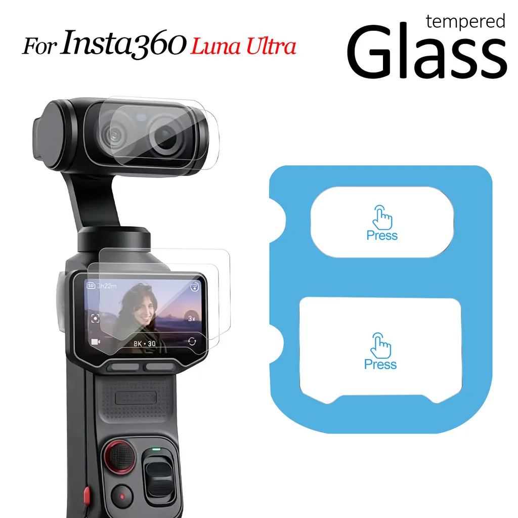 1-3Set Lens + Screen Protective Film for Insta360 Luna Ultra Camera Screen Protector Film HD Clear Tempered Glass Easy Install