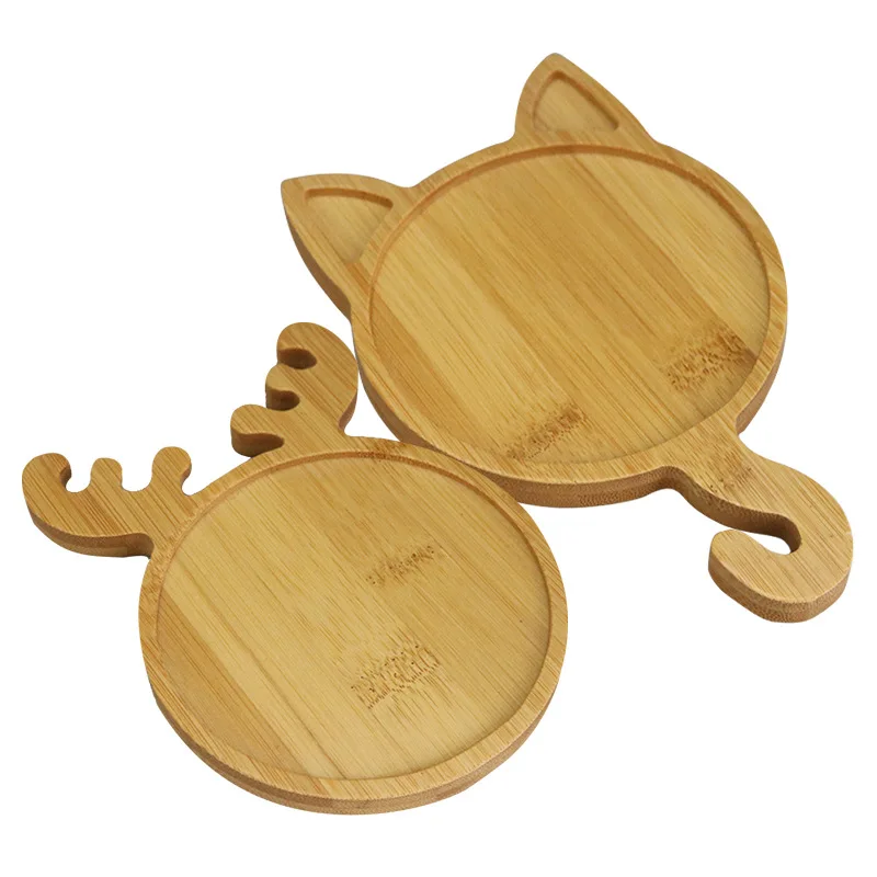Bandeja navideña de bambú para maceta, bandeja para tazas, posavasos, plato decorativo de cocina, posavasos creativo, tapete para tazas de café, 2 uds.