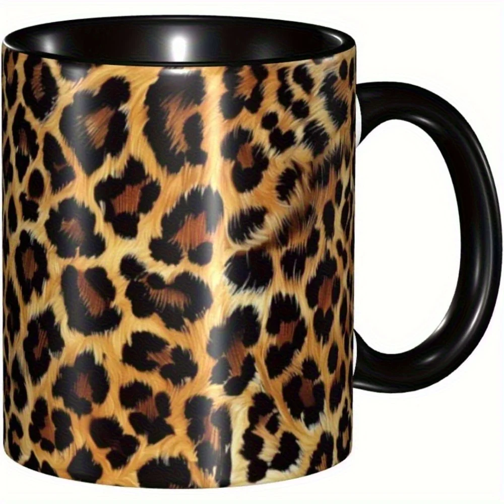 Leopard Coffee Mug 11 oz, Fun Ceramic Mug, Coffee Mug, Unisex, Microwave Available, Decorations