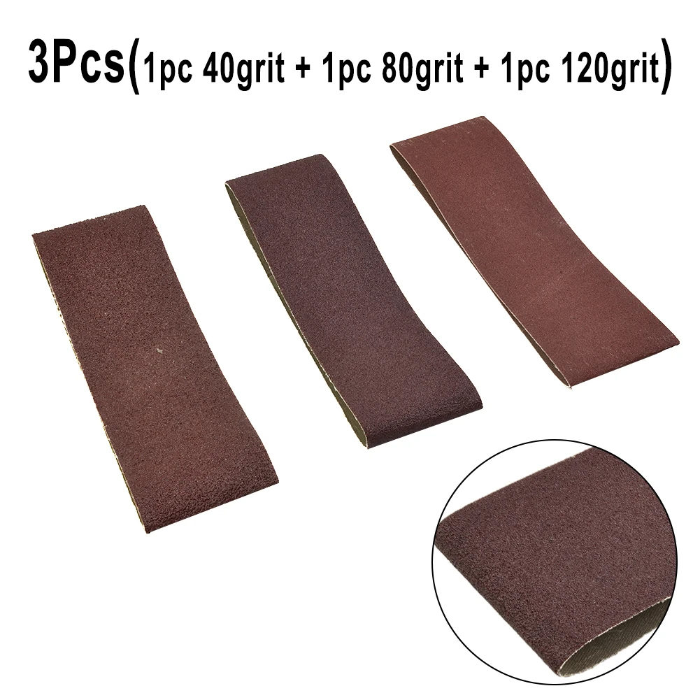 Useful Accessories for durable Sanding Belt Equipment Kit Polishing Tool 3pcs 40/80/120 grit 76x533mm Abrasive Grinding