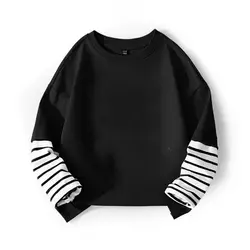 Cotton Children's Clothing Boys Girls T-Shirt Stripe Long Sleeve Kids Cothes Autumn Winter Sweatshirt Tops Tennage 6 8 10 Years
