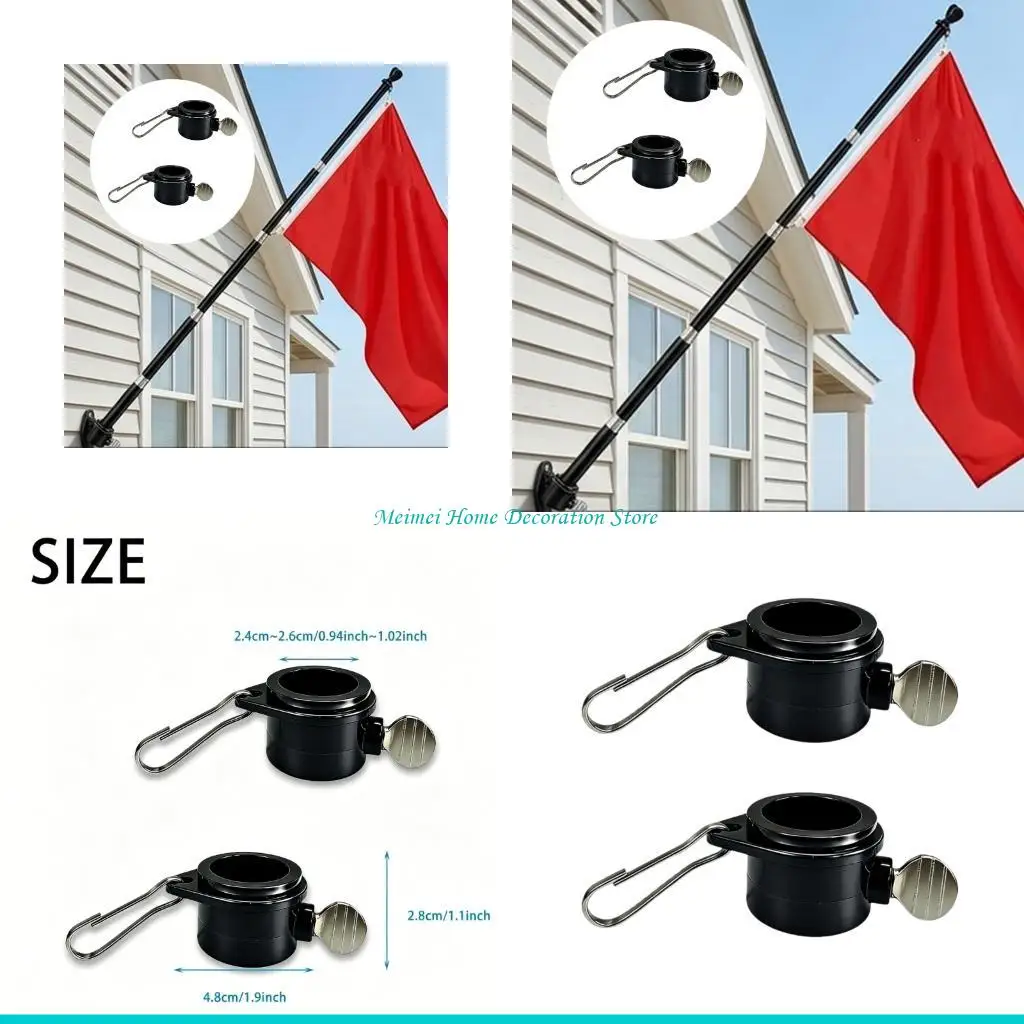 H7BF Set Of 2 Removable Plastic Flagpoles For Outdoor Decoration Rotating 360 Degree