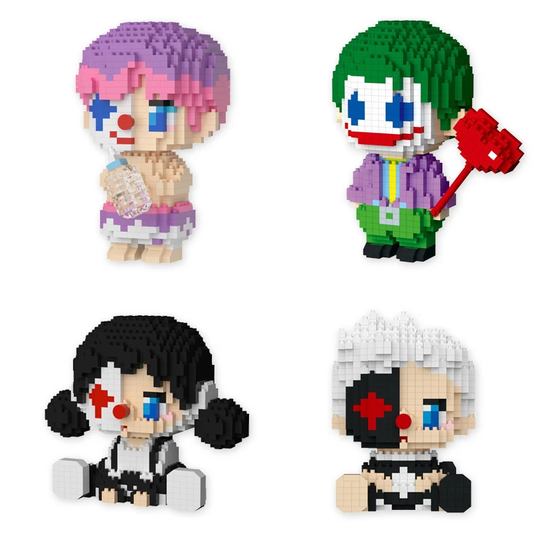 Kawaii Baby Joker Cruella Building Blocks Cartoon Assembled 3D Model Creative 805pcs+ Mini Bricks Toys For Kids Christmas Gift