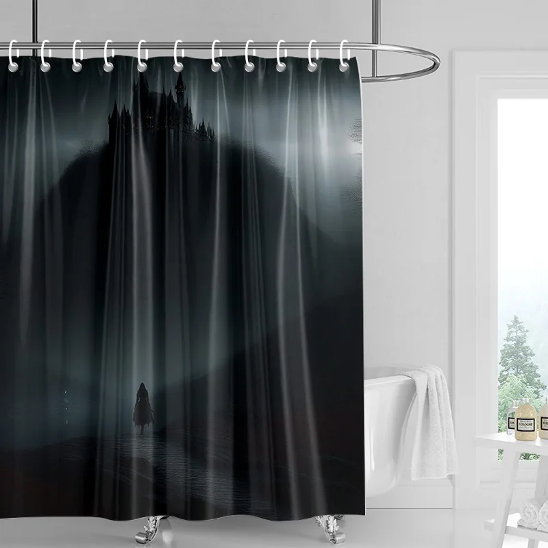 Home decoration shower curtains for bathroom waterproof curtain fabric Modern Nordic style Living Room Halloween Autumn Pumpkin