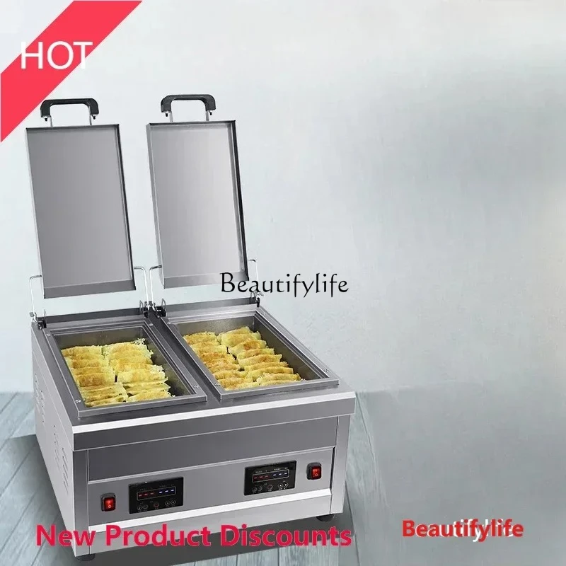 Commercial Electric Heating Pork Bun Braising Pan Square Gas Automatic Fried Dumpling Stove