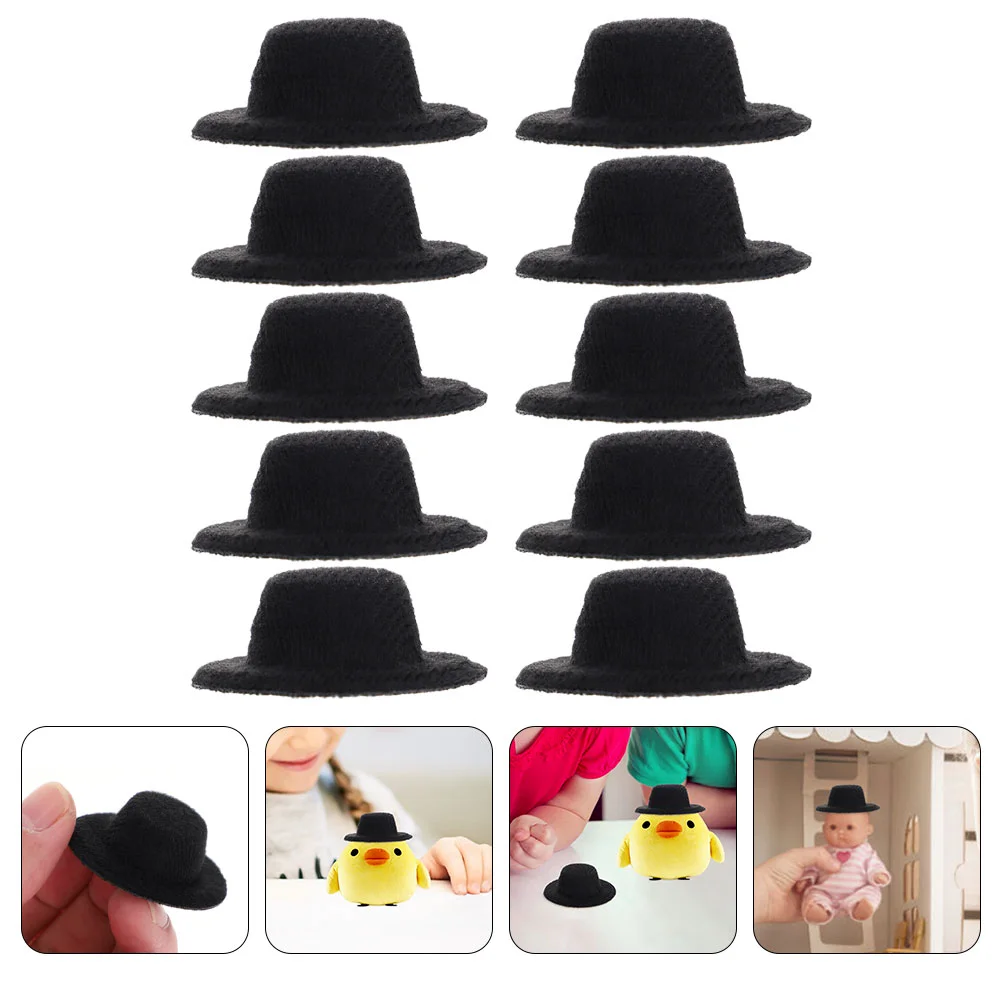 10 Uds. Accesorios para sombreros de Jazz, Mini sombreros de decoración en miniatura, corcho, muñecas pequeñas, casa de tela para niños