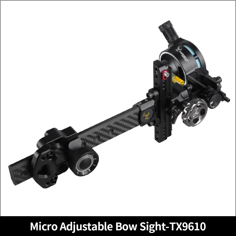 TOPOINT Composto Bow Sight, Long Pole, Double Needle Sight, Carbono Rod Estrutura, Caça Acessórios, Novo