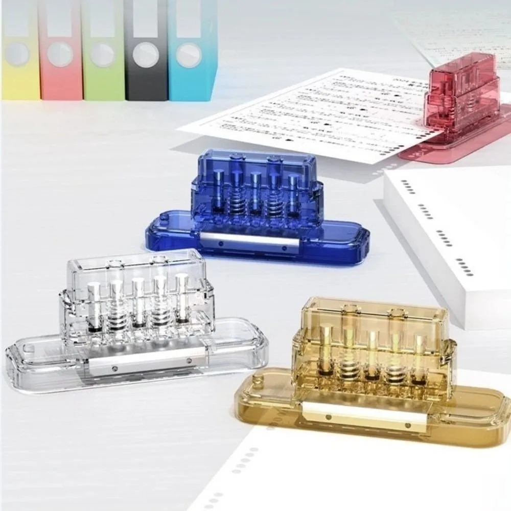 5 Holes Loose Leaf Hole Punch Rounded Cutter 5 Sheet Capacity Paper Puncher Easy Press 5.5mm Diameter Book Page Stitcher Office