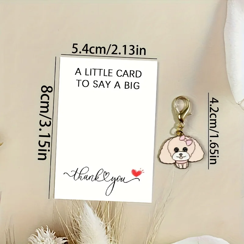 11pcs Cute Cartoon Dog Keychain Set with Thank You Card, Alloy Animal Charm Gift for Dog Lovers, Corgi Teddy Samoyed Unisex
