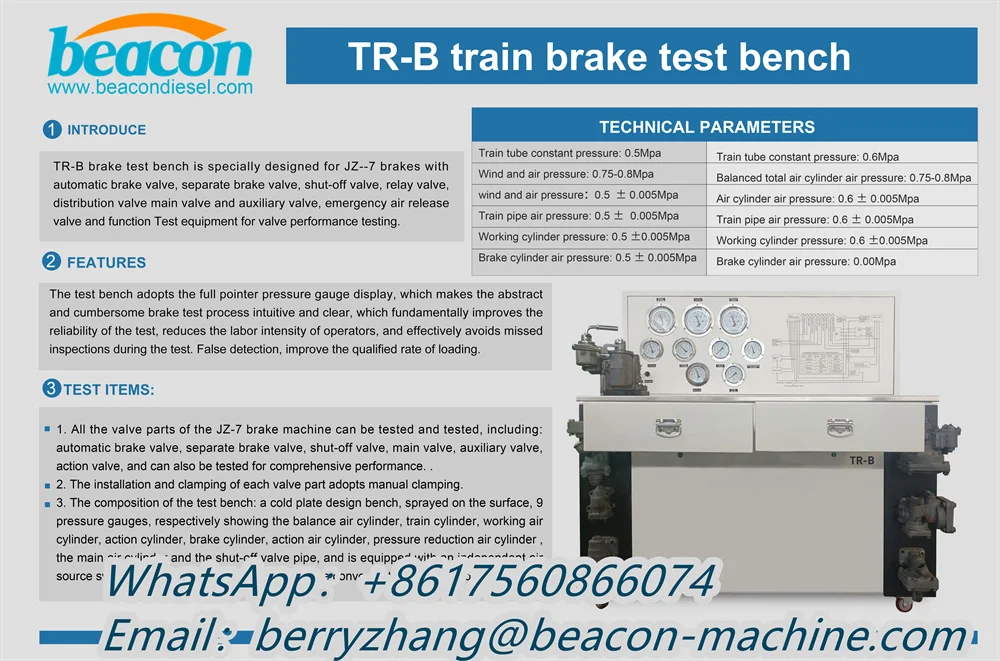 Zugwartung Tr-B Zugbremsventile Ständer Tr-B Elektrisches Luftbremsventil Luftkompressor Prüfstand