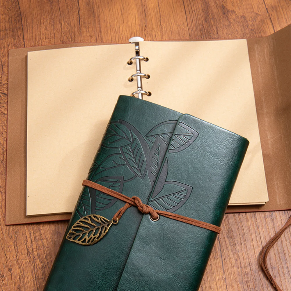 Retro Foldable A6 Notebook Vintage Journal Diary With Strap Loose Leaf Planner Organizer For Daily Notes School Office Supplies
