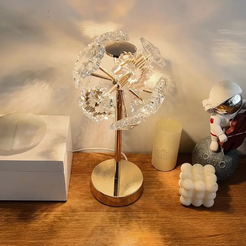 Crystal Lamp Shade Crystal Table Lamp Dimmable 3 Color Lights Decoration Desk Light Romantic Soft Lights Modern Bedside Lamp