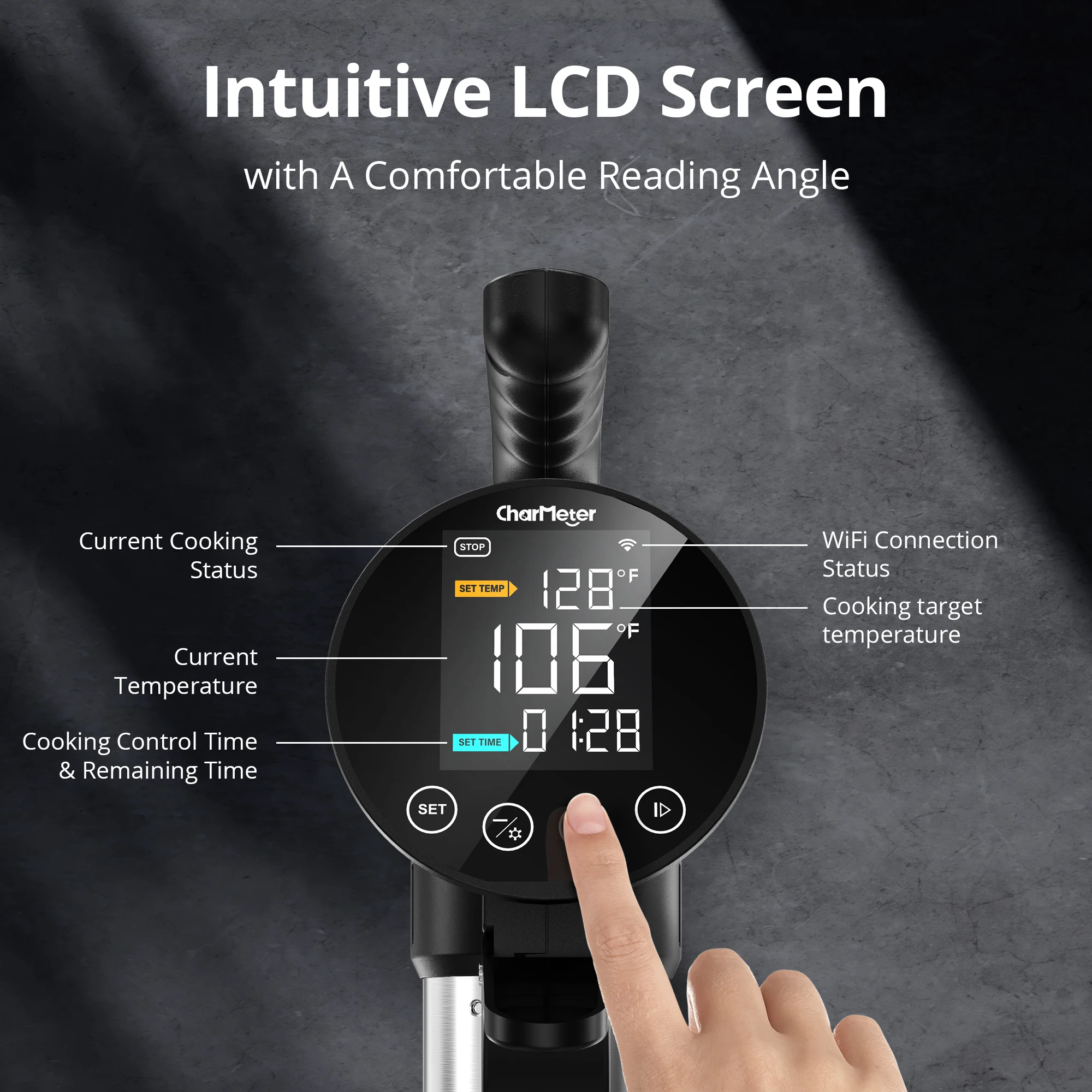 CharMeter WiFi Sous Vide Cooker 1000W Sous Vide Machine with Immersion Circulator Timer and Booking Function US Plug