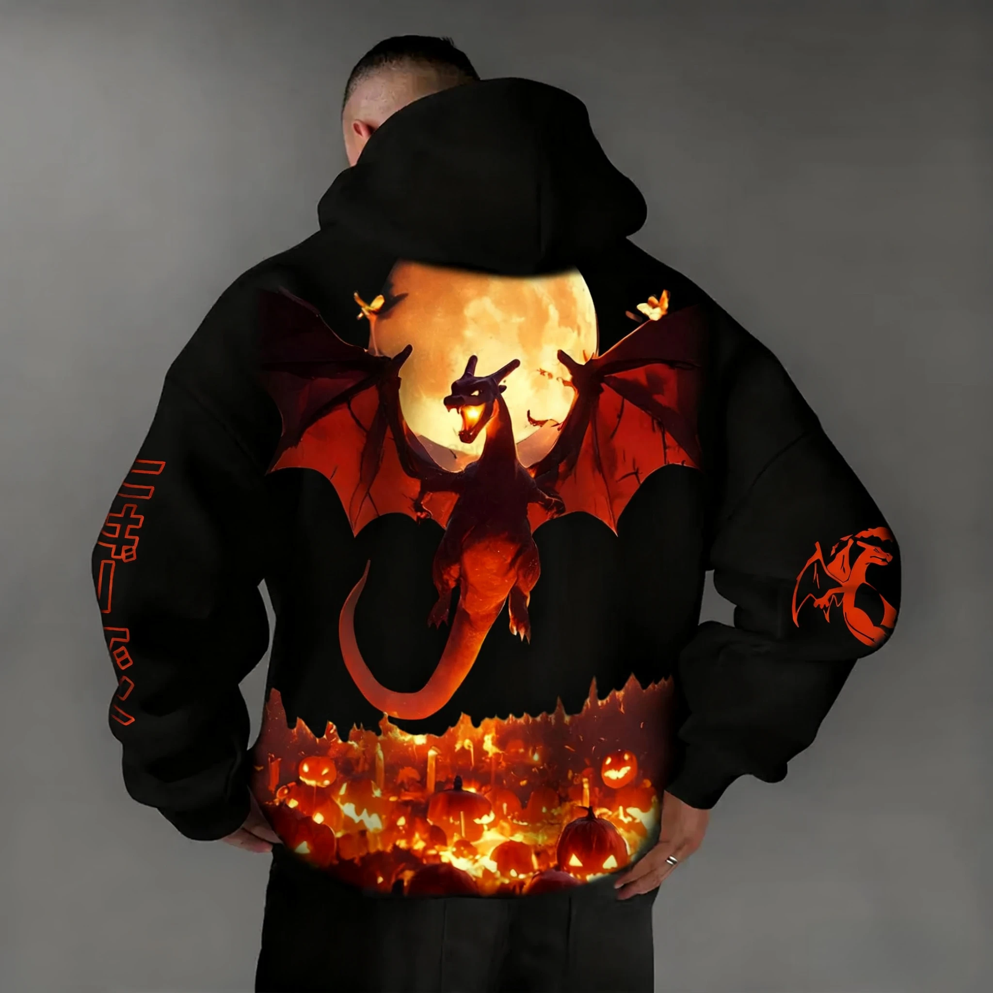 Hoodie Anime Pokémon Halloween 2025 Pria Musim Gugur/Dingin Baru Bermotif Kasual Hip Hop Ukuran Besar Longgar Sweater Atasan Orang Tua Anak