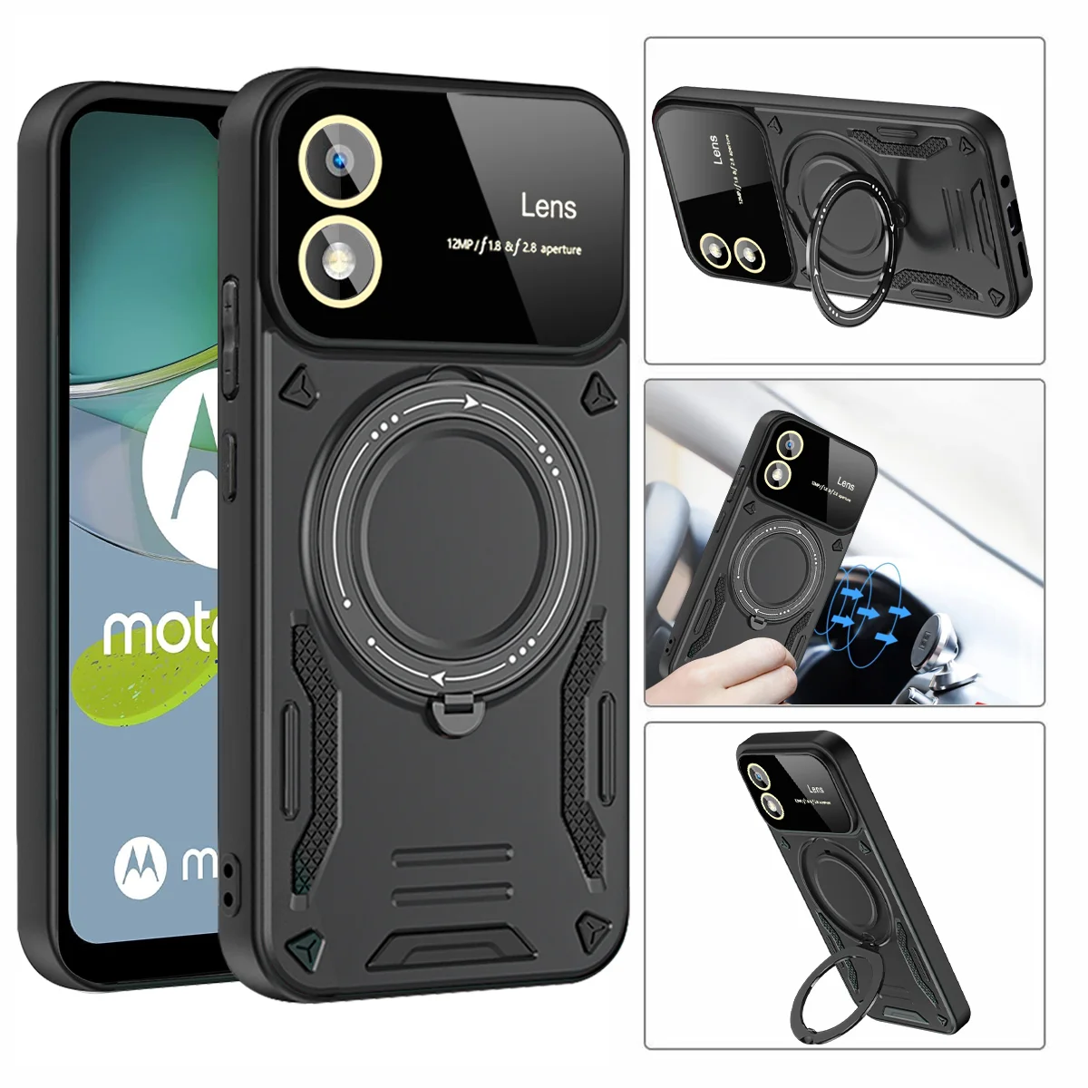 Shockproof Armor Case For Motorola G13 G20 G53 G60 G54 Power E13 E20 E22 E22I Magnetic Ring Stand Camera Protector Phone Cover