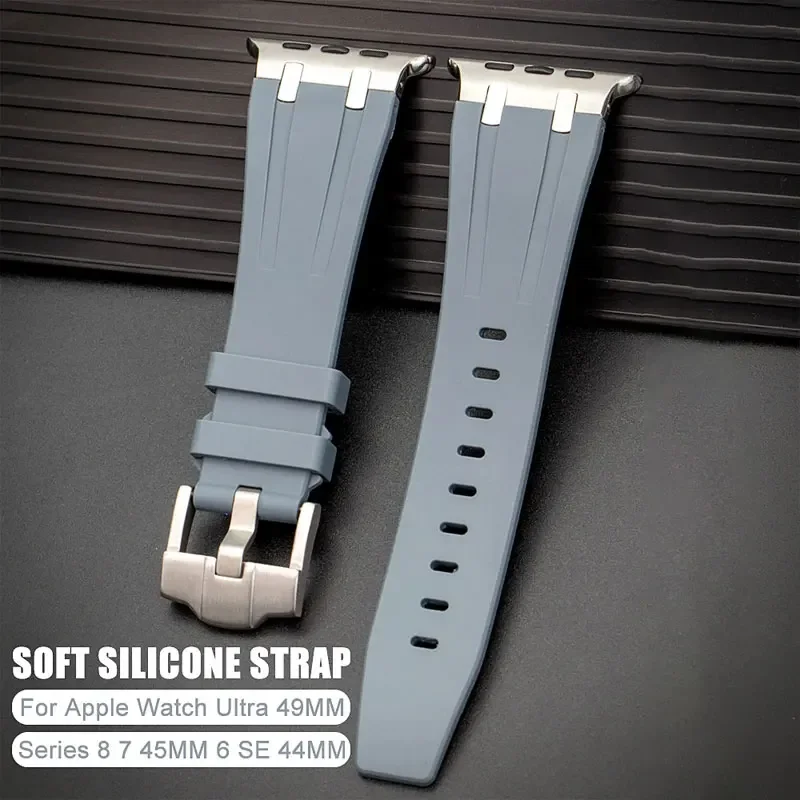 Silicone For Apple Watch Ultra 49mm Sports Rubber Strap For iWatch 9 8 7 6 5 4 SE 3 2 1 42mm 44mm 45mm 41mm 40mm 38mm Bracelet