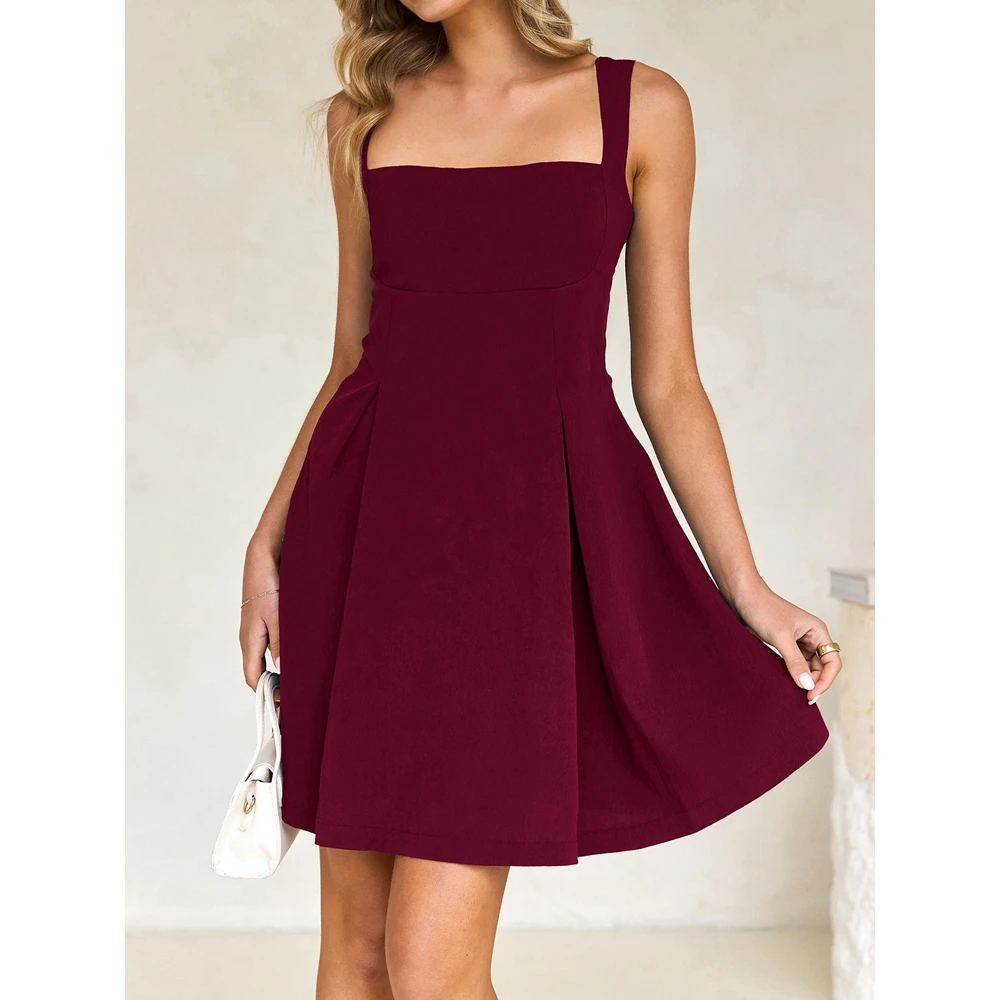 الصلبة اللون مثير أنيق عودة ربطة القوس فيونكة ساحة الرقبة سليم صالح كوكتيل حزب اللباس المرأة ثوب مسائي رسمي #4