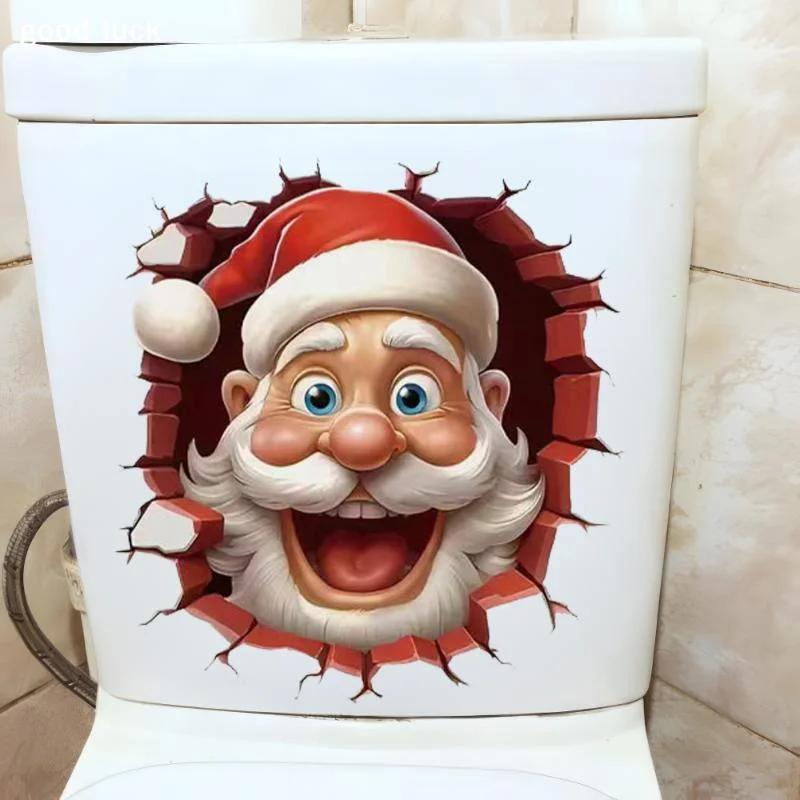 AnswerChristmas Snowman Toilet Sticker Merry Christmas Party Decoration Xmas Home Bathroom Decor Navidad Natal