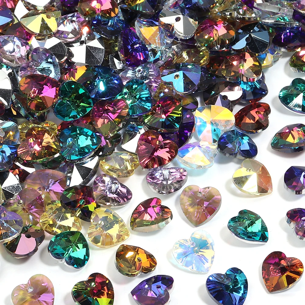 

10 шт. подвесок в форме сердца с эффектом северного сияния, хрустальные бусины, стеклянные шармы для изготовления украшений, браслетов, ожерелий, серег своими руками