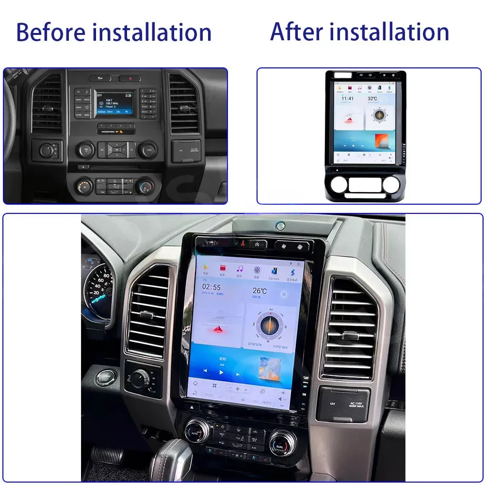 

12.1" Inches Carplay Radio Screen Android 13 Car Multimedia DSP Player For Ford F150 2015-2020 GPS Audio Radio Stereo Head Unit